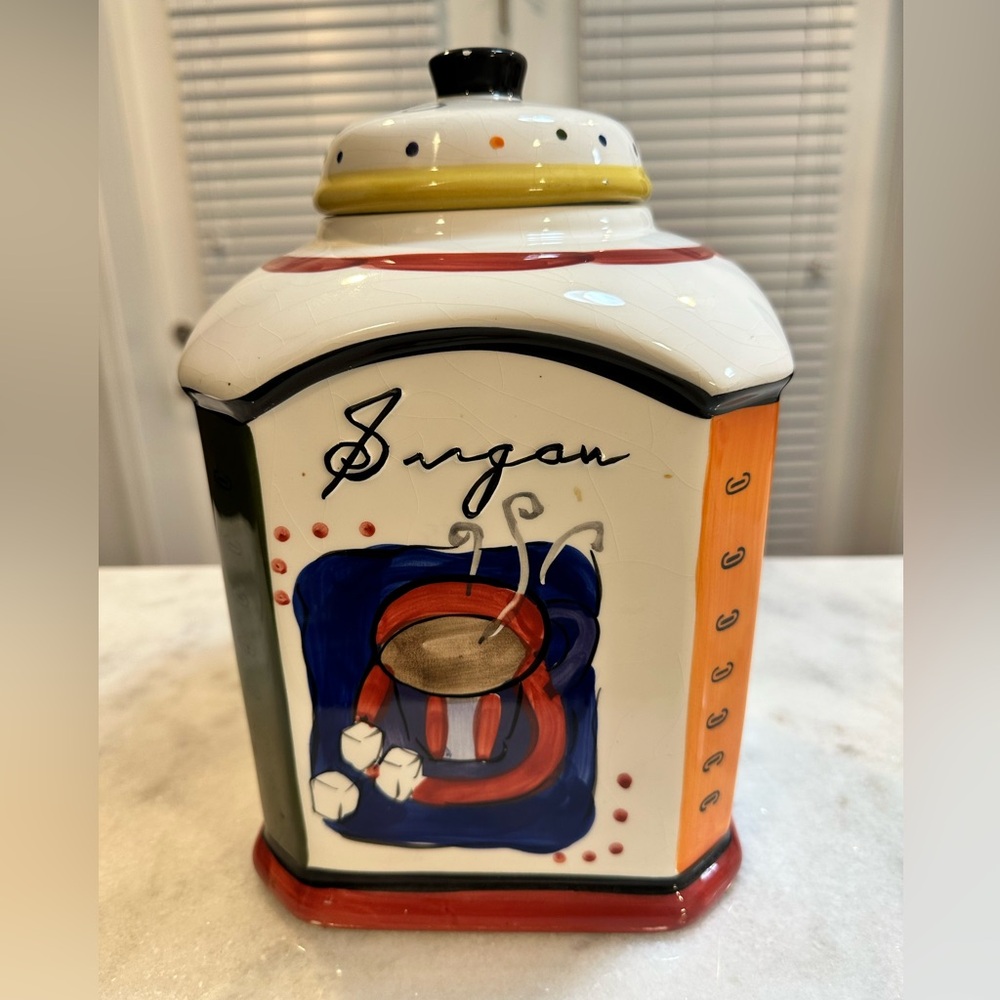 Vintage Handmade For Nonni's Biscotti Tea Sugar Coffee Cookie Jar